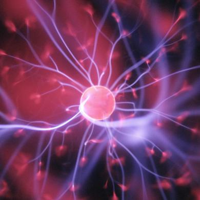 A close up of a plasma ball.